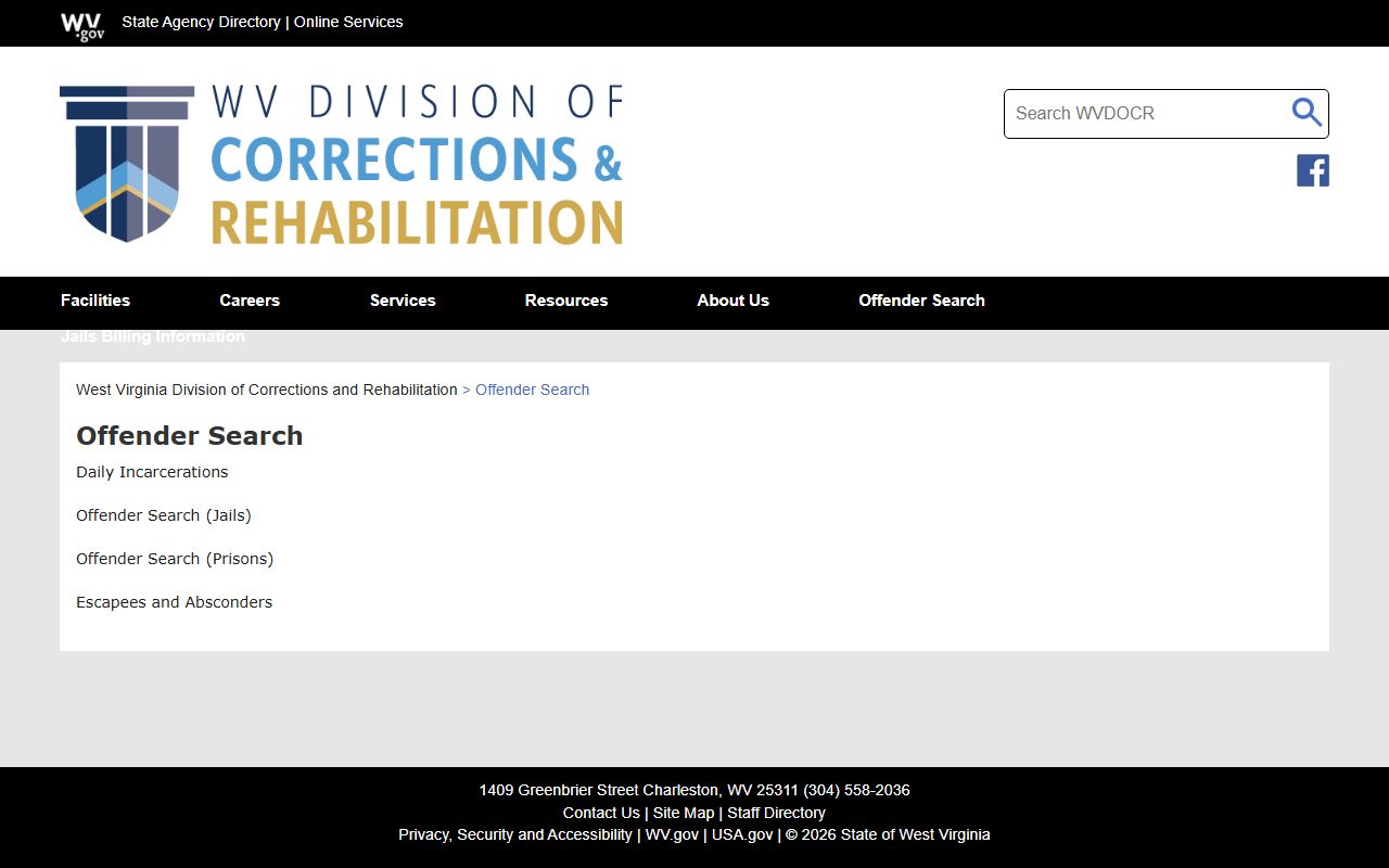 Boone County inmate records WV DCR offender search hub